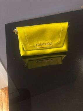 Tom Ford Lime Satin Wristlet Clutch with Gold Chain